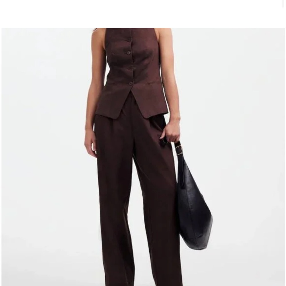 Women's Madewell Slouchy Straight Pants Drapey Twill Brown